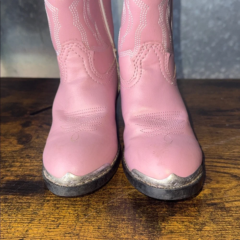 Durango Girls' Pink Western Boots with Silver Toe Rand - Size 1 Toddler